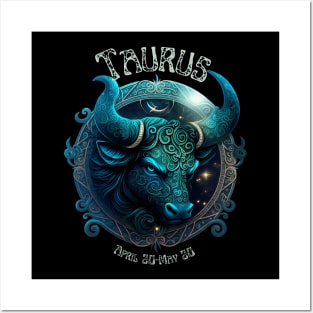 Retro Taurus Zodiac Sign Posters and Art